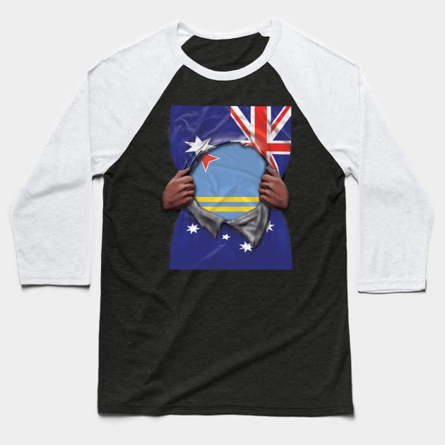 Aruba Flag Australian Flag Ripped - Gift for Aruban From Aruba Baseball T-Shirt by Country Flags